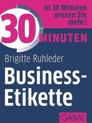 cover image of 30 Minuten Business-Etikette